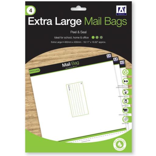 IGD Extra Large Mail Bags 46x43cm, Peel & Seal - Pack of 4