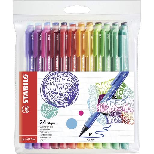 Stabilo PointMax Nylon Tip Felt Pens - Pack of 24