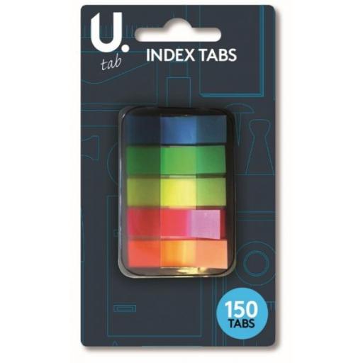 U. Neon Index Tabs, Assorted Colours - Pack of 150