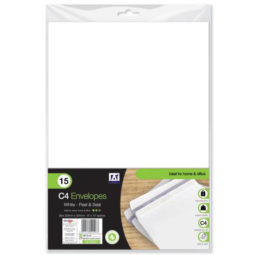 IGD White C4 Peel & Seal Envelopes - Pack of 15