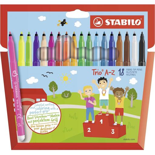 Stabilo Trio A-Z Fibre Tip Pens - Pack of 18