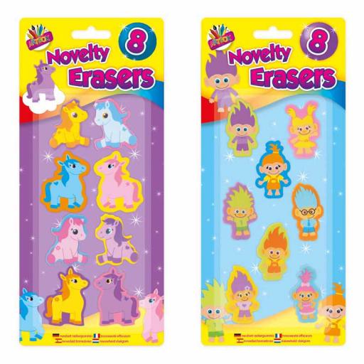 Artbox Pony & Troll Erasers - Pack of 8