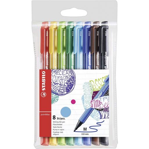 Stabilo PointMax Nylon Tip Felt Pens - Pack of 8