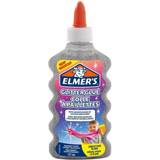 Elmers Glitter Glue 177ml, Great for Making Slime - Silver