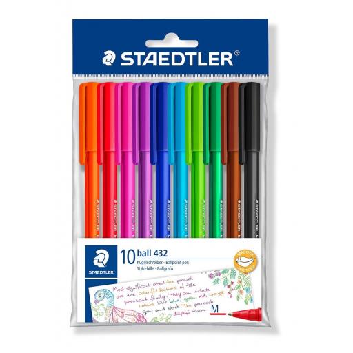 Staedtler Ballpoint Pen Medium - Assorted Colours, Pack of 10