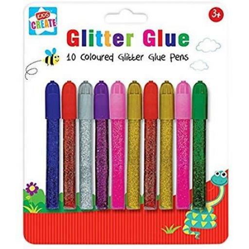 Kids Create Glitter Glues, Assorted Colours - Pack of 10