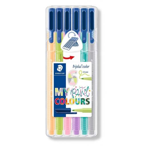 Staedtler Triplus Color Fibre Tip Pens 1.0mm - Pastel, Pack of 6