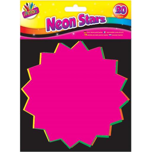 Artbox Neon Flourescent Stars Large 15x15cm - Pack of 20