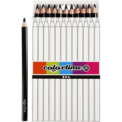 Colortime Jumbo Colouring Pencils, Black - Pack of 12