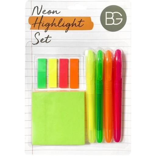 BG Neon Highlight Set - Highlighters, Sticky Notes & Index Tabs