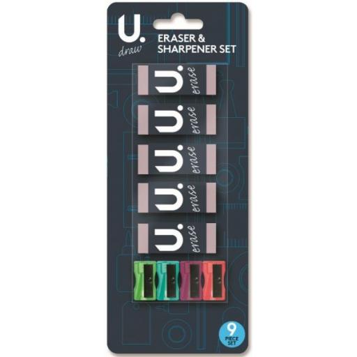 U. Eraser & Sharpener Set - Pack of 9