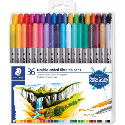 Staedtler Double-Ended Fibre Tip Pens - Pack of 36