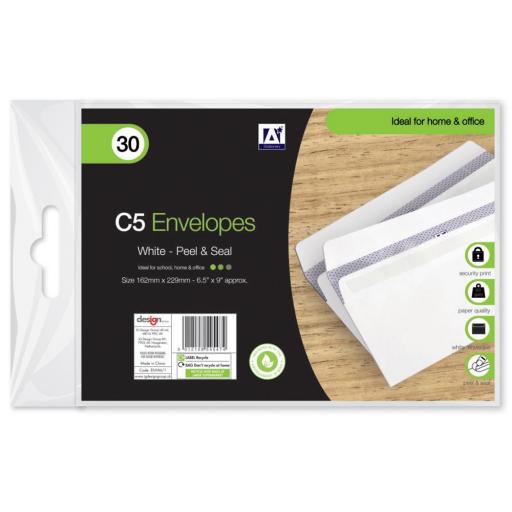 IGD White C5 Peel & Seal Envelopes - Pack of 30