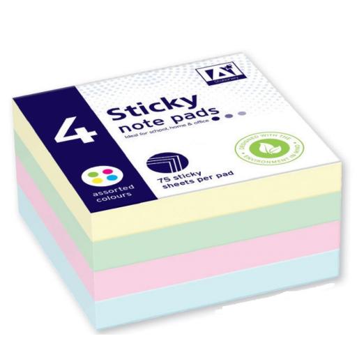 IGD Sticky Note Pads, 75 Sheets - Pack of 4