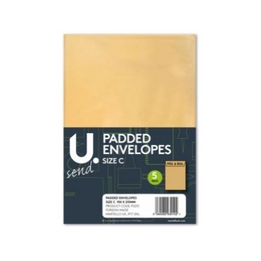 U. Padded Envelopes, 150 x 215mm Size C - Pack of 4