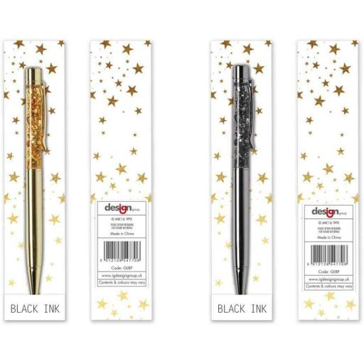 IGD Glitter Ballpoint Pen - Black Ink, Assorted Pens X1