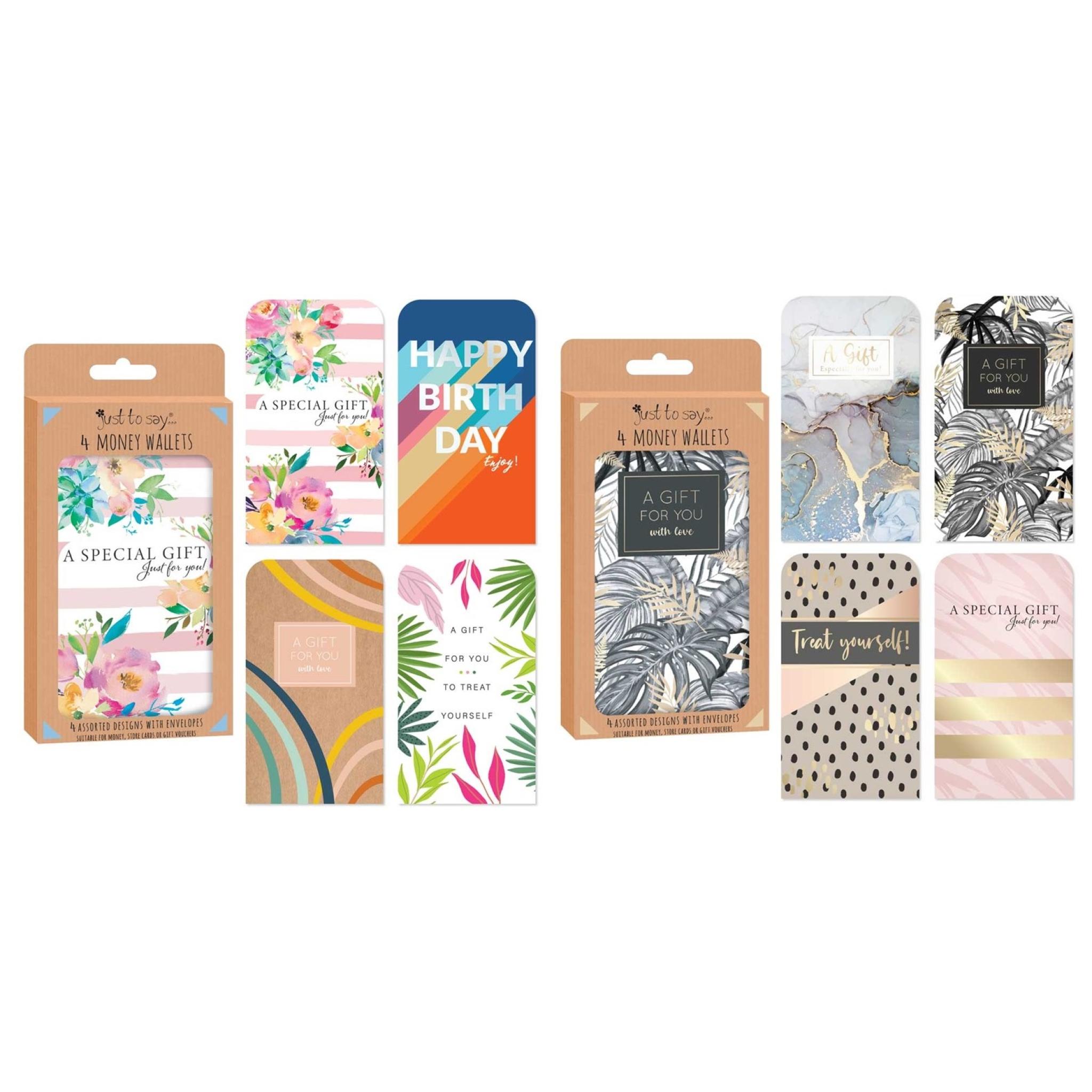 Wallet Assortment Just to Say, Money Wallets Assorted Designs - Pack of 4