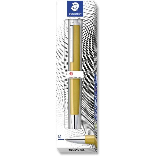 Staedtler Triplus Retractable Ballpoint Pen, Blue Ink - Glorious Gold Barrel