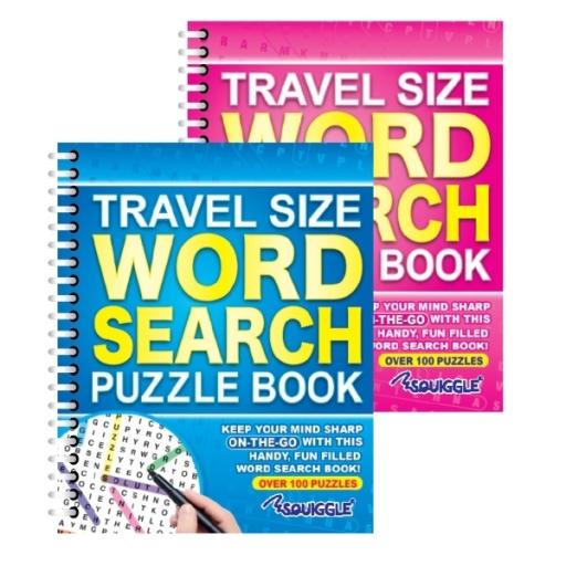 Squiggle A5 Travel Size Spiral 100+ Puzzles Wordsearch Books - Set of 2