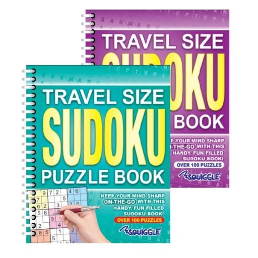 Squiggle A5 Travel Size Spiral 100+ Puzzles Sudoku Books - Set of 2