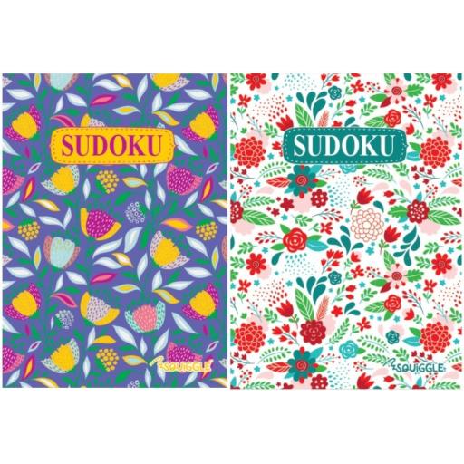 Squiggle A5 Floral Sudoku Puzzle Books - Set of 2