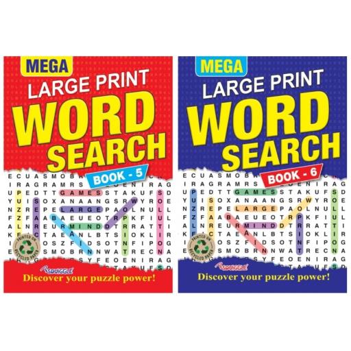 Squiggle A4 Mega Large Print Wordsearch Books - Set of 2