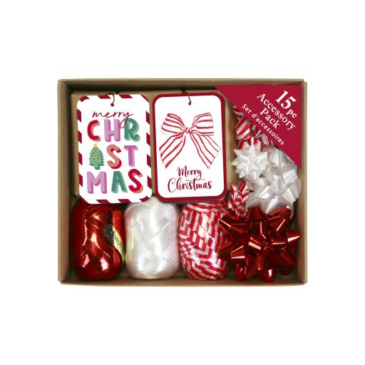 Eurowrap Candy Cane Tag & Ribbon Accessories - Pack of 15