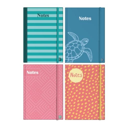 BG Notebook with Elastic Strap, Modern Stylish Designs Handy A6 Size Random X1
