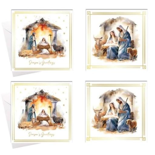 Tallon Square Cards, Religious Manger - Box of 12