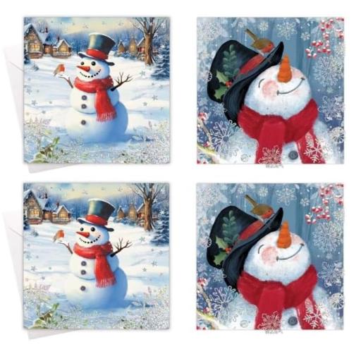 Tallon Square Cards, Snowman Scene - Box of 12